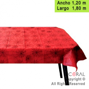 MANTEL HALLOWEEN FISELINA RECTANGULAR ROJO 1.80x1.20 x 1